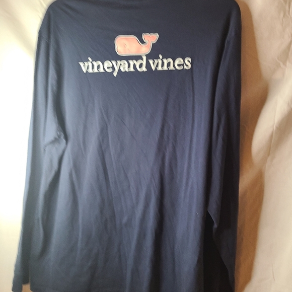 Vineyard Vines Navy Long-Sleeve Pocket Tee Pink Whale Men’s XXL - Picture 8 of 10